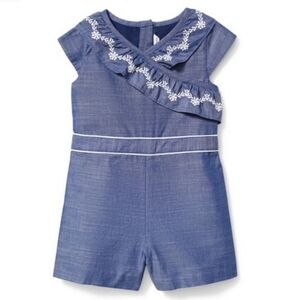 Janie and Jack Blue Chambray Ruffle Romper
